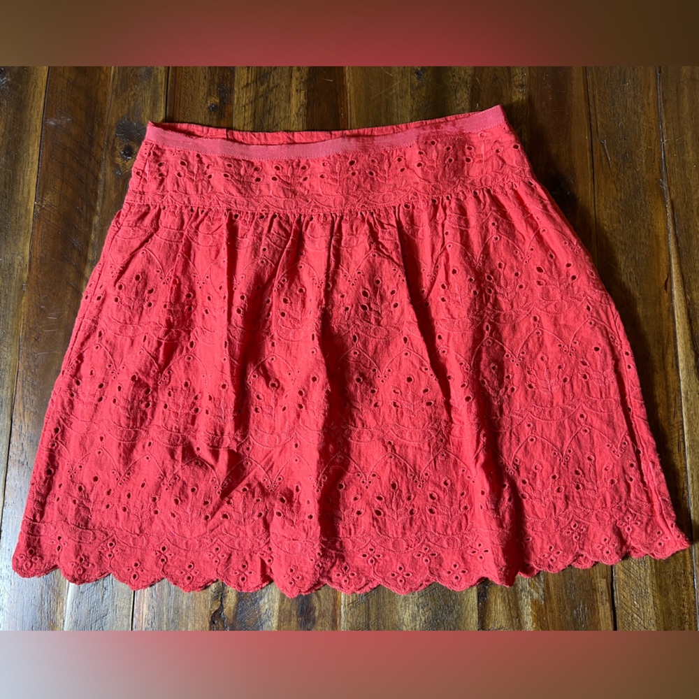 Max Studio coral floral lace skirt